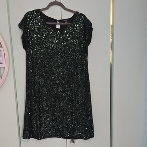 Sparkling Green Sequin Kids Dress
